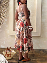 Elegant Print High Split Slip Dress